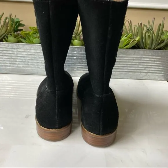 Jack Rogers boots 7 Kaitlin black suede whipstitched leather pull on ankle