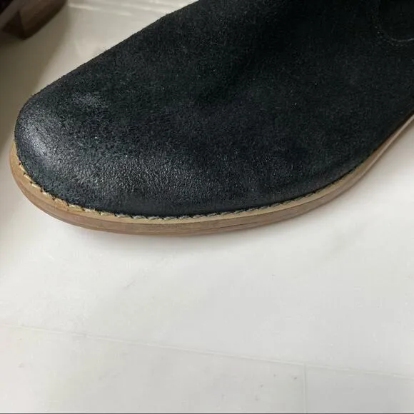 Jack Rogers boots 7 Kaitlin black suede whipstitched leather pull on ankle