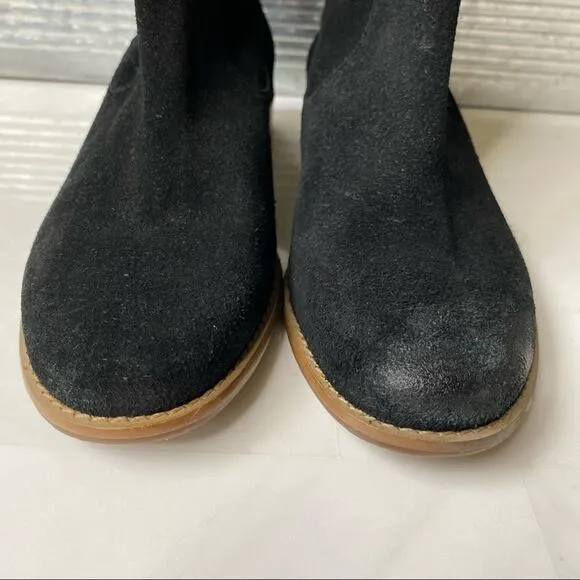 Jack Rogers boots 7 Kaitlin black suede whipstitched leather pull on ankle