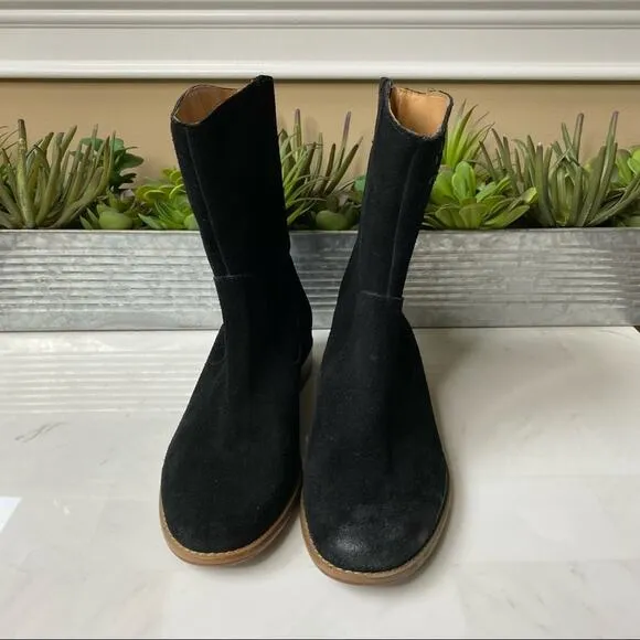 Jack Rogers boots 7 Kaitlin black suede whipstitched leather pull on ankle