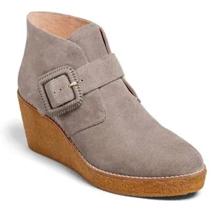 Jack Rogers Izzie Wedge Boots •Women 10• Light Grey Suede Bootie Crepe Sole NEW