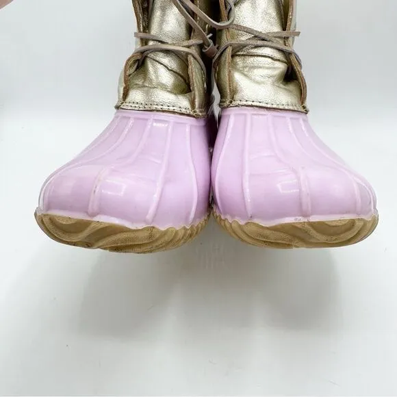 Jack Rogers Waterproof Chloe Lavender and Metallic Gold Duck Rain Boots Sz 11