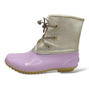 Jack Rogers Waterproof Chloe Lavender and Metallic Gold Duck Rain Boots Sz 11
