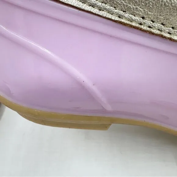 Jack Rogers Waterproof Chloe Lavender and Metallic Gold Duck Rain Boots Sz 11
