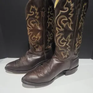J.Chisholm Men's Brown Leather Cowboy Boots