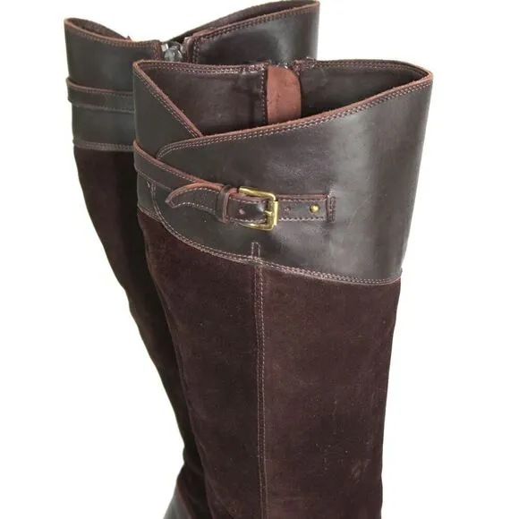 J.Crew Brown Leather and Suede Buckle Riding Boots, Made in Italy Size 7.5M