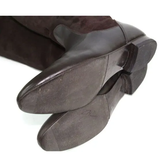 J.Crew Brown Leather and Suede Buckle Riding Boots, Made in Italy Size 7.5M