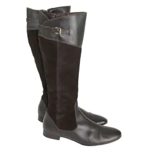 J.Crew Brown Leather and Suede Buckle Riding Boots, Made in Italy Size 7.5M