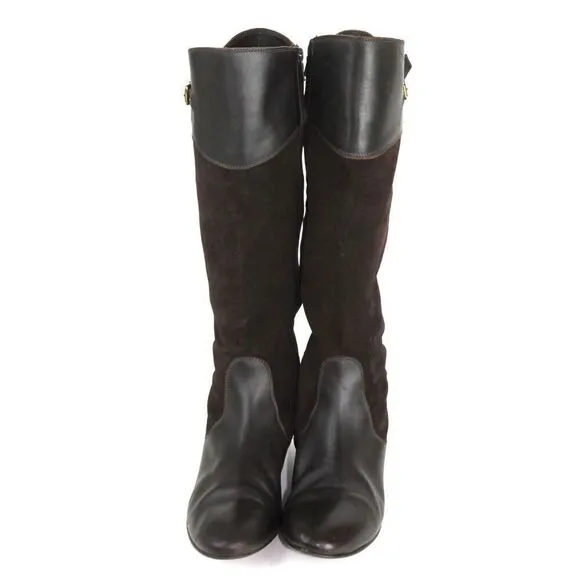 J.Crew Brown Leather and Suede Buckle Riding Boots, Made in Italy Size 7.5M