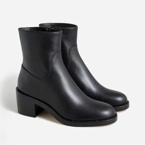 J.Crew Stacked-heel ankle boots in leather BJ869 Size 10 MSRP $278