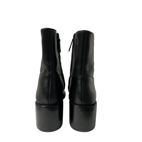 J.Crew Stacked-heel ankle boots in leather BJ869 Size 10 MSRP $278