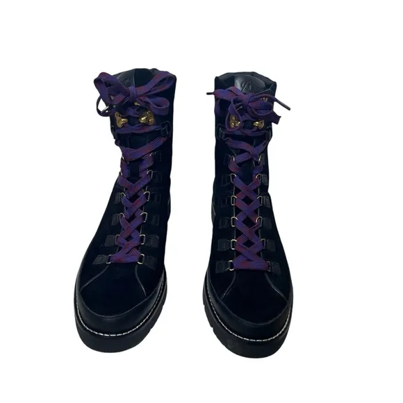 J.Crew Women’s Black Suede Elsa Lace Up Leather Boots Combat Boots Hiking Size 7