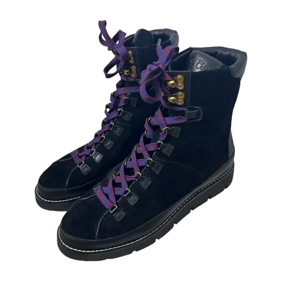 J.Crew Women’s Black Suede Elsa Lace Up Leather Boots Combat Boots Hiking Size 7
