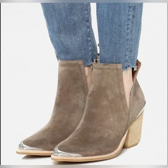 Jeffrey Cambell Cromwell Brown Suede Western Cowboy Ankle Boots Size 6.5 $275