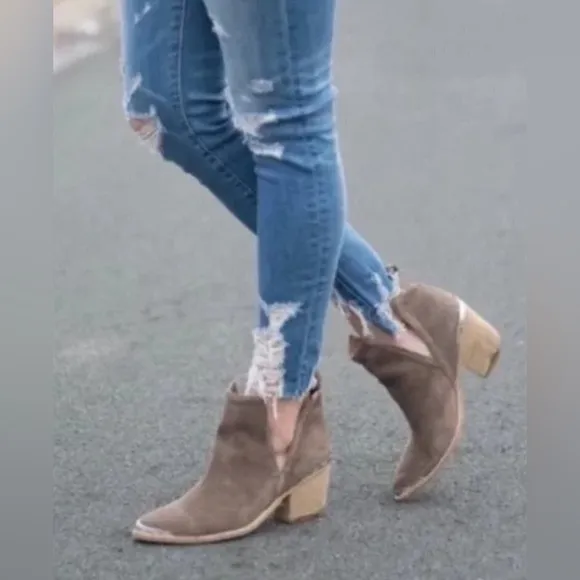 Jeffrey Cambell Cromwell Brown Suede Western Cowboy Ankle Boots Size 6.5 $275