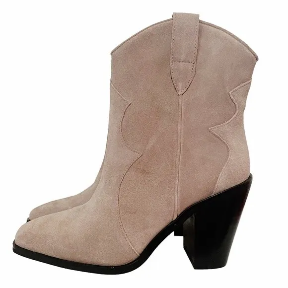Jeffrey Campbell Boots Jument Western Bootie Pink Taupe Suede Women’s Size 7.5