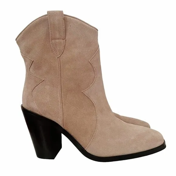 Jeffrey Campbell Boots Jument Western Bootie Pink Taupe Suede Women’s Size 7.5