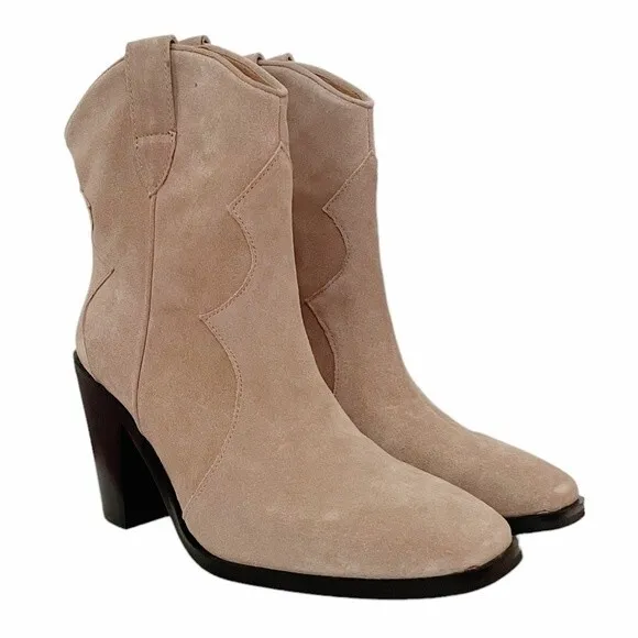 Jeffrey Campbell Boots Jument Western Bootie Pink Taupe Suede Women’s Size 7.5
