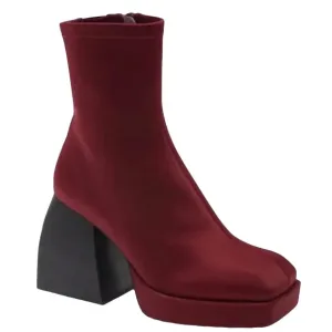 Jeffrey Campbell Boots Women’s SZ 5 Dauphin Square Toe Platform in Red Burgundy