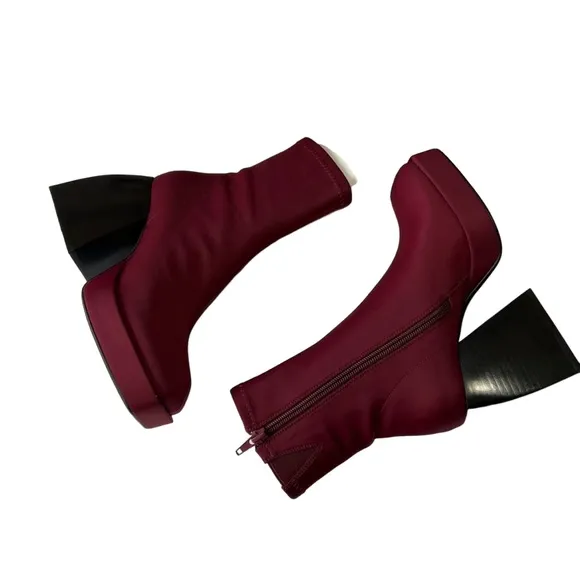 Jeffrey Campbell Boots Women’s SZ 5 Dauphin Square Toe Platform in Red Burgundy