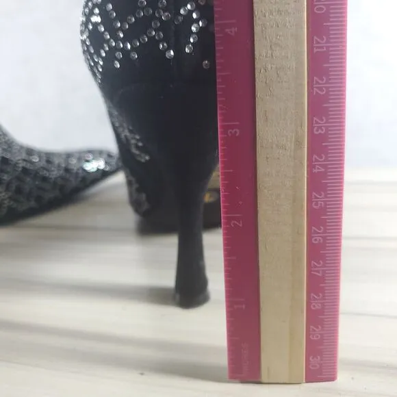 Jeffrey Campbell Brillo Rhinestone Booties Stiletto Heel Ankle Boots Zip Black