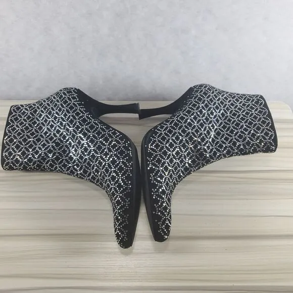 Jeffrey Campbell Brillo Rhinestone Booties Stiletto Heel Ankle Boots Zip Black