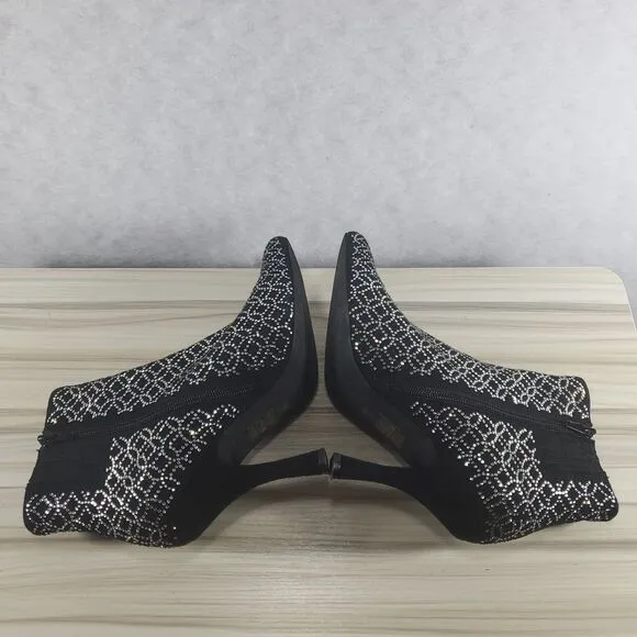Jeffrey Campbell Brillo Rhinestone Booties Stiletto Heel Ankle Boots Zip Black