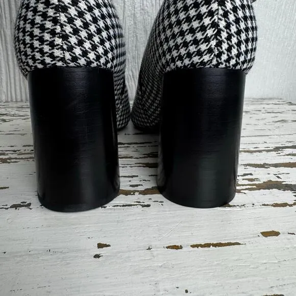 Jeffrey Campbell Coma Houndstooth Pointed Toe Bootie Boots Heel Women's Size 9
