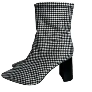 Jeffrey Campbell Coma Houndstooth Pointed Toe Bootie Boots Heel Women's Size 9