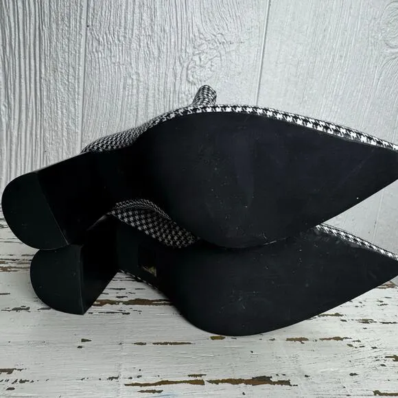 Jeffrey Campbell Coma Houndstooth Pointed Toe Bootie Boots Heel Women's Size 9