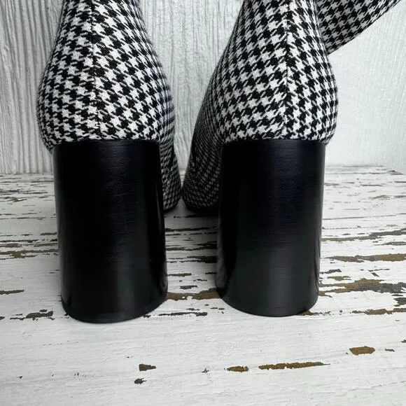 Jeffrey Campbell Coma Houndstooth Pointed Toe Bootie Boots Heel Women's Size 9