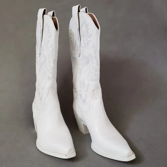 Jeffrey Campbell Dagget Western Boots in White Combo Size 9 JCAM-WZ1160 Cowboy