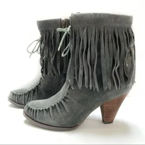 Jeffrey Campbell Lea Fringe Boots Gray Suede 8 NIB