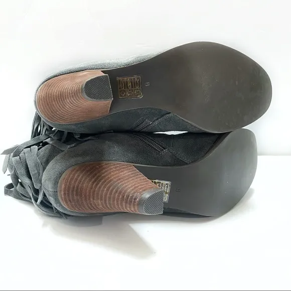 Jeffrey Campbell Lea Fringe Boots Gray Suede 8 NIB