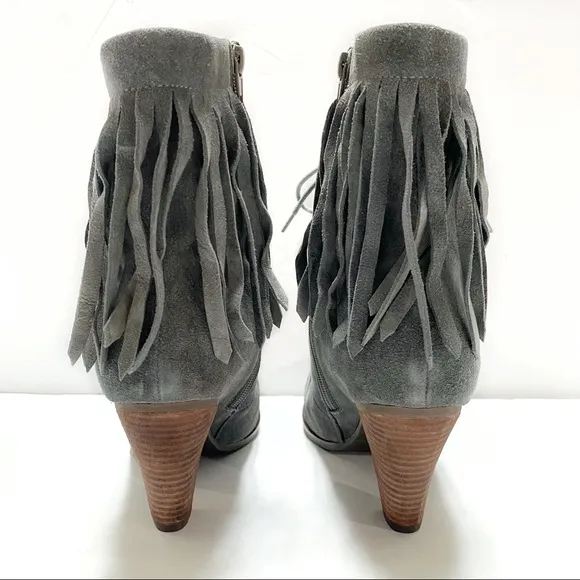 Jeffrey Campbell Lea Fringe Boots Gray Suede 8 NIB