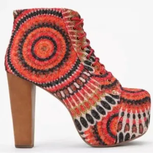 Jeffrey Campbell Red and Orange Lace Up Boots
