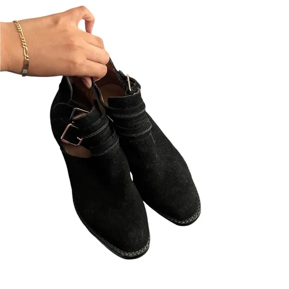 JEFFREY CAMPBELL Roycroft Suede Black Booties Boots