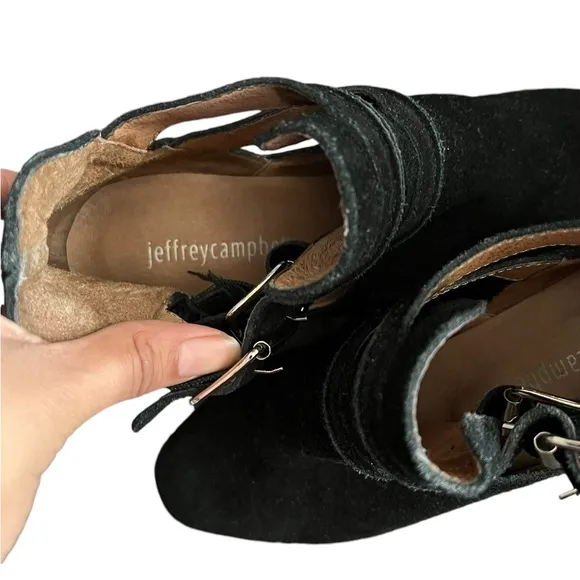 JEFFREY CAMPBELL Roycroft Suede Black Booties Boots