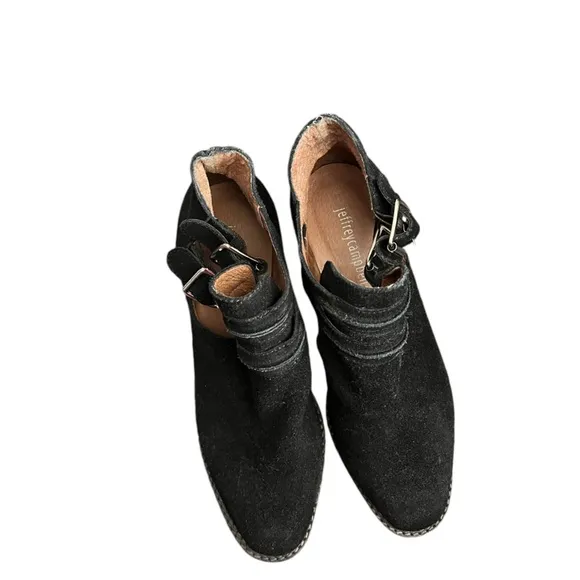 JEFFREY CAMPBELL Roycroft Suede Black Booties Boots
