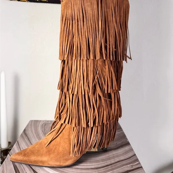 Jeffrey Campbell Wildhorse Leather Fringe Boots