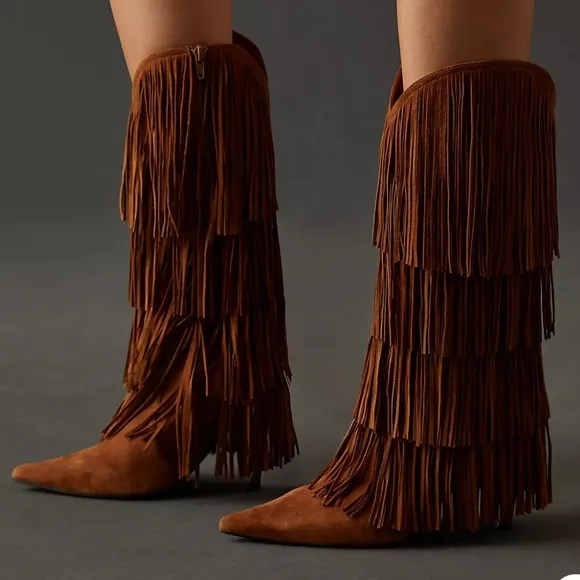 Jeffrey Campbell Wildhorse Leather Fringe Boots
