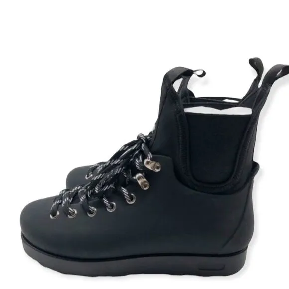 Jeffrey Campbell Black Lace Up Waterproof Tall Ankle Moto Combat Boots NEW