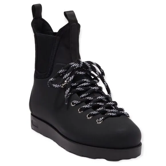 Jeffrey Campbell Black Lace Up Waterproof Tall Ankle Moto Combat Boots NEW