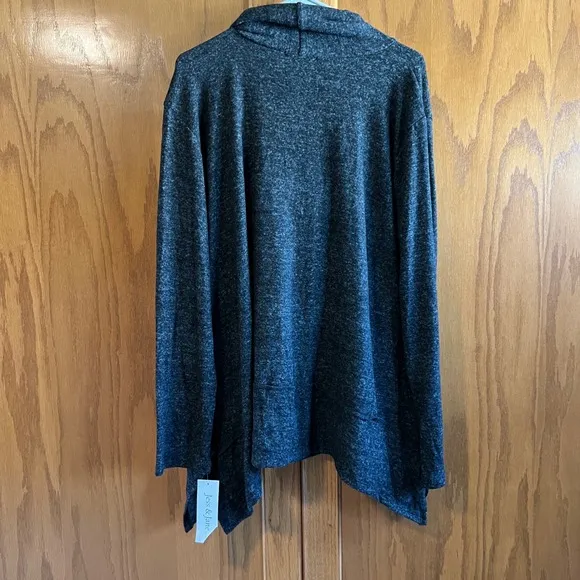 Jess &amp; Jane 1X black heathered Tunic Top Pullover USA Made 1X