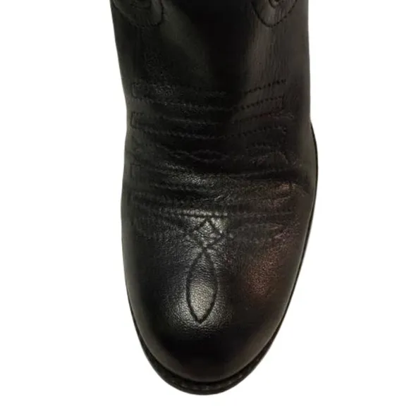 Jessica Simpson Daisy Black Leather Cowgirl Boots Size 7.5 Slouchy Almond Toe