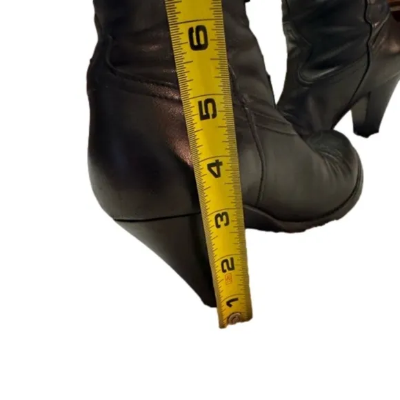 Jessica Simpson Daisy Black Leather Cowgirl Boots Size 7.5 Slouchy Almond Toe