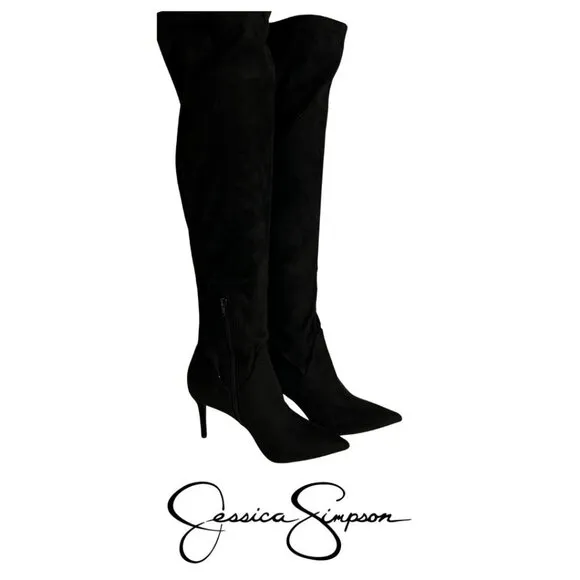Jessica Simpson Over the Knee Boots Size 8 Black Stiletto Heel