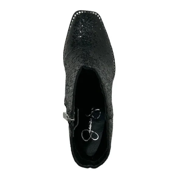 JESSICA SIMPSON SILVYA Women's Booties Block Heel Ankle Boots Black Size 8.5