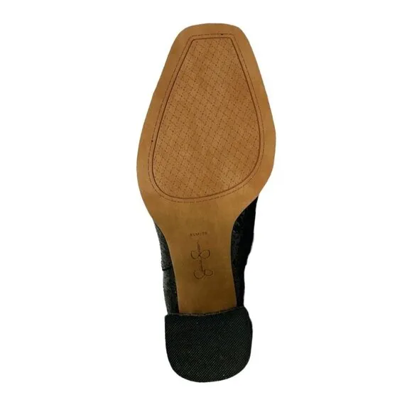 JESSICA SIMPSON SILVYA Women's Booties Block Heel Ankle Boots Black Size 8.5