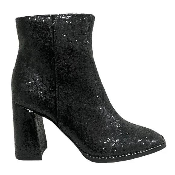 JESSICA SIMPSON SILVYA Women's Booties Block Heel Ankle Boots Black Size 8.5